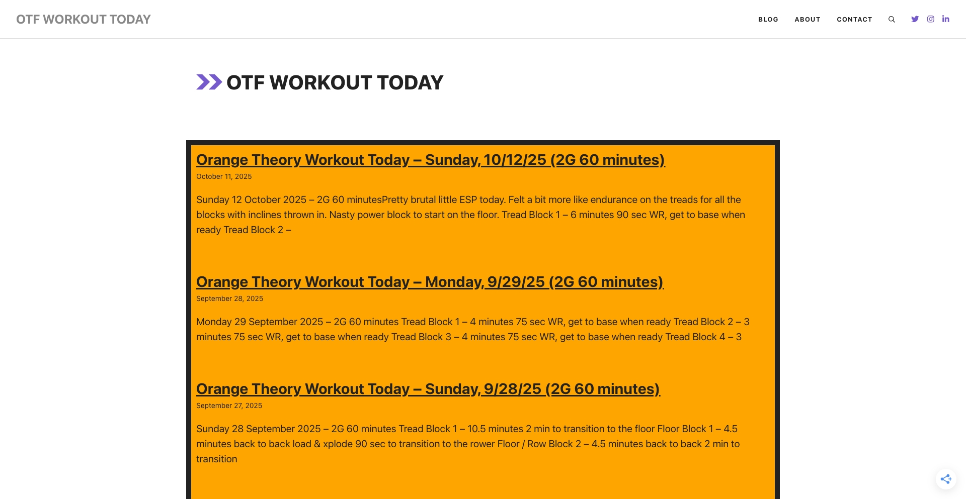 OTF Workout Today date-archive programmatic SEO template - 98 monthly traffic