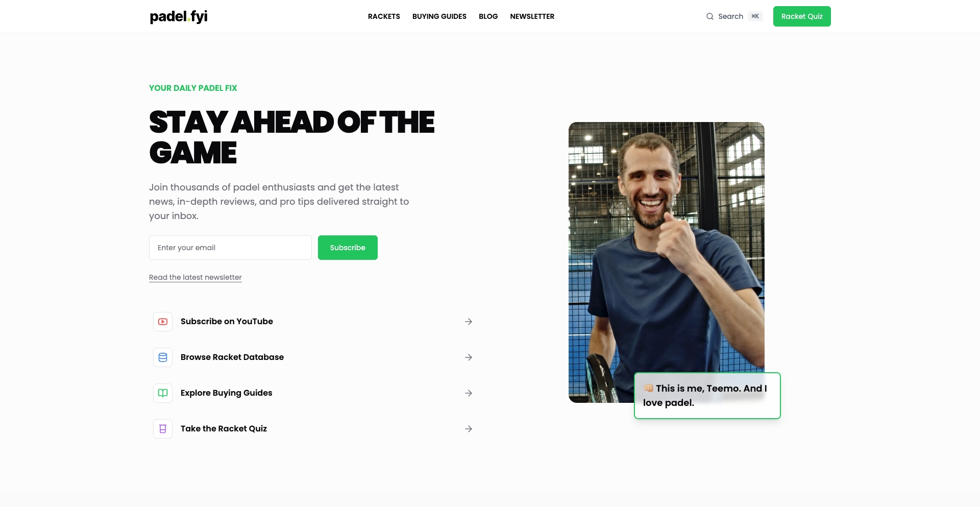 Padel FYI multi-template programmatic SEO template - 831 monthly traffic