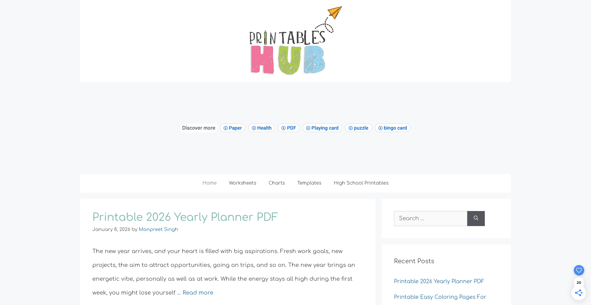 Printables Hub category-taxonomy programmatic SEO template - 73 monthly traffic