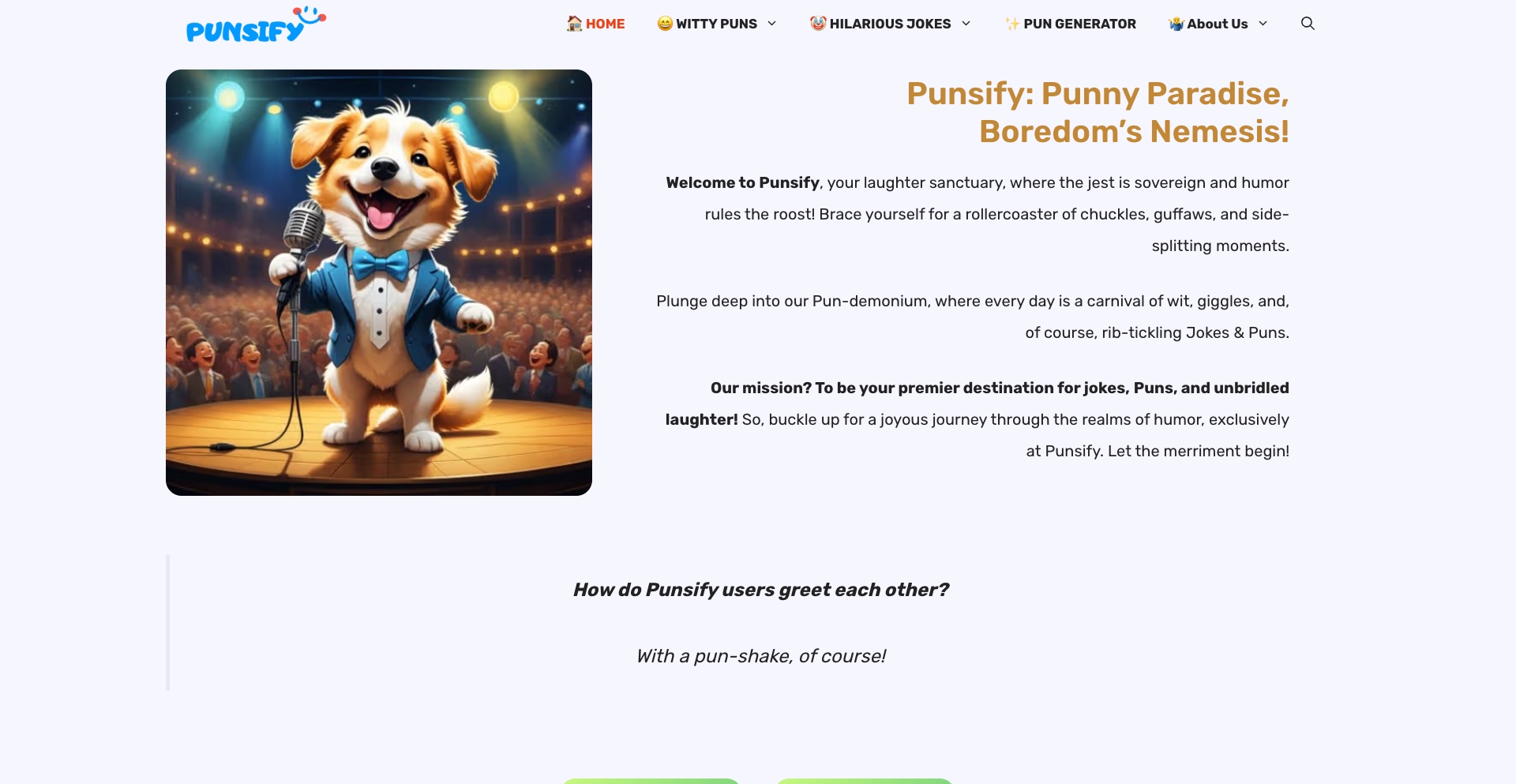 Punsify: Punny Paradise, Boredom's Nemesis | Punsify entity-database programmatic SEO template - 3521 monthly traffic