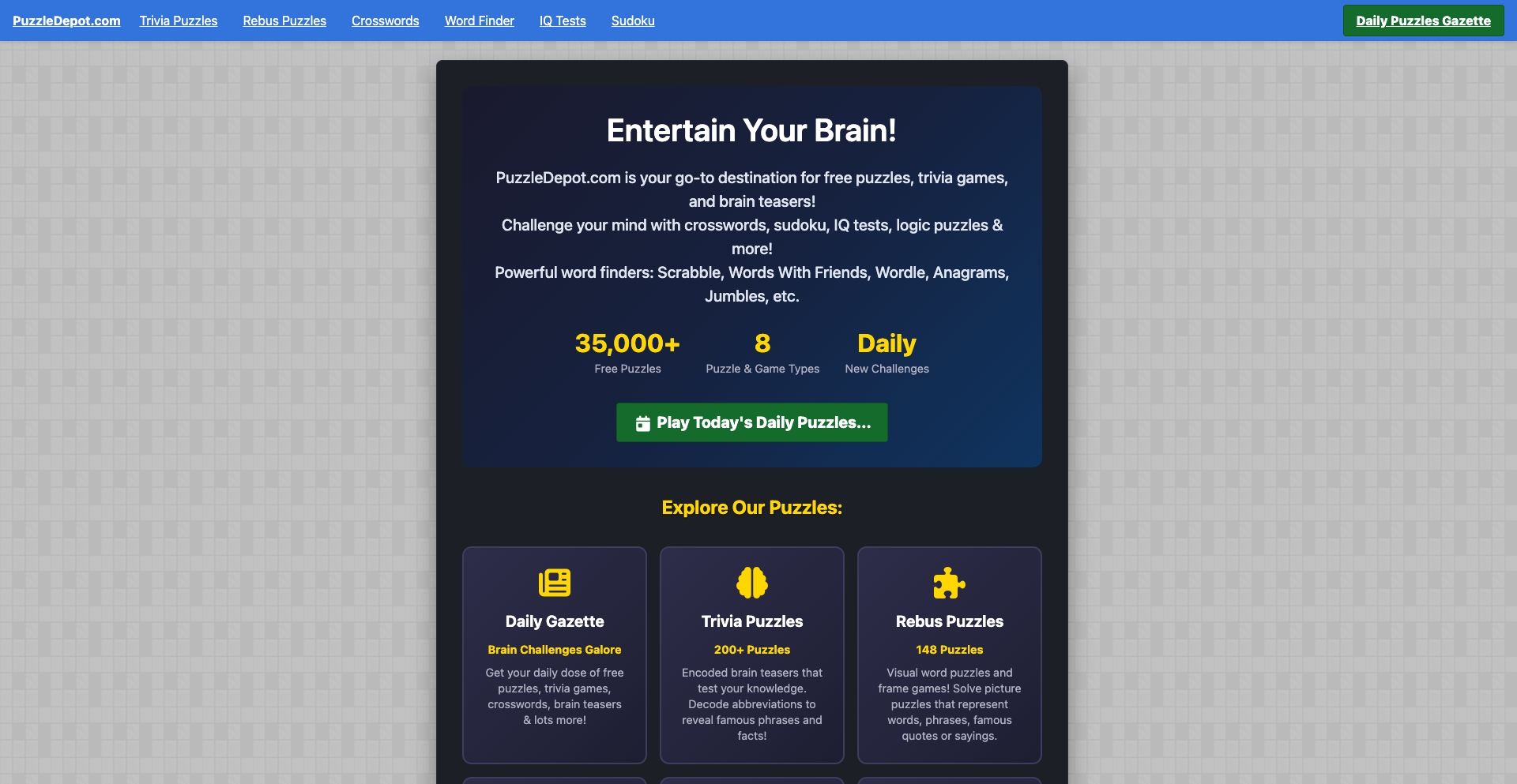Puzzle Depot theme-difficulty programmatic SEO template - 470 monthly traffic