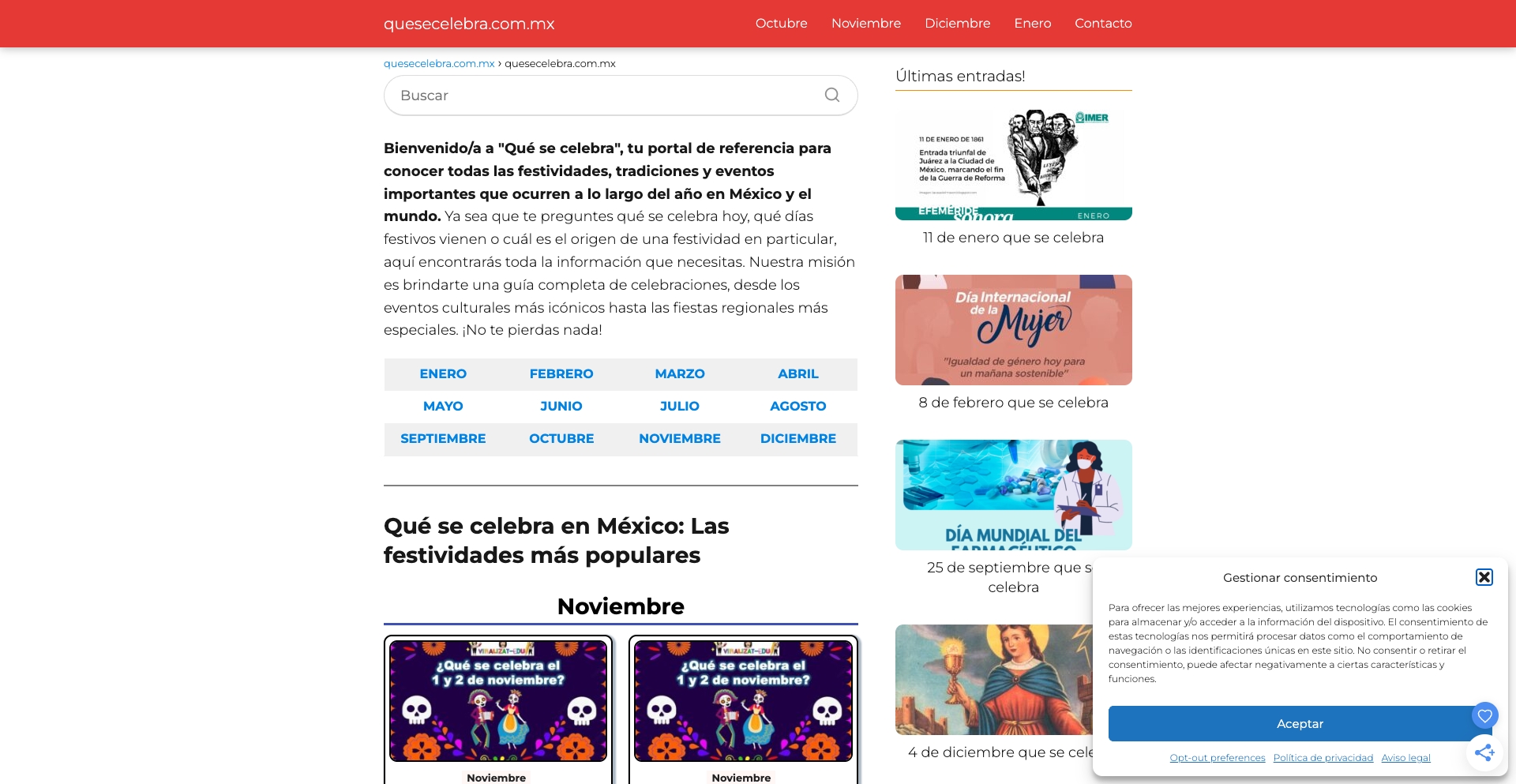 quesecelebra.com.mx location-data programmatic SEO template - 10K+ monthly traffic