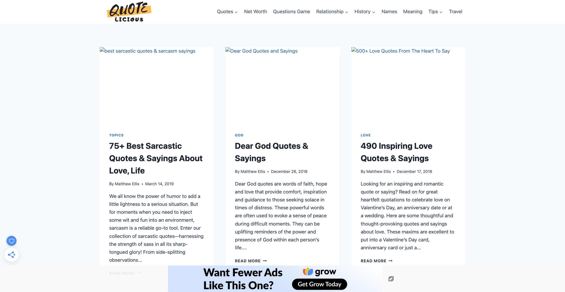 quotelicious.com location-data programmatic SEO template - 10K+ monthly traffic