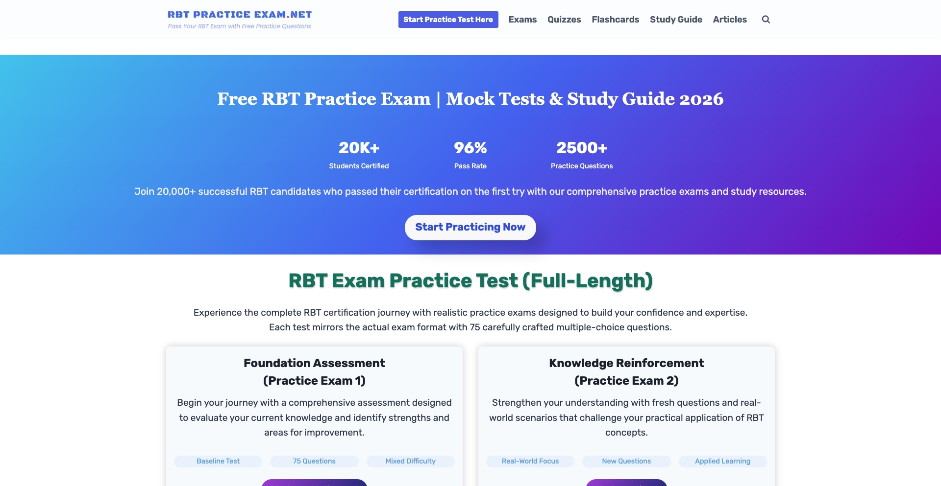 rbtpracticeexam.net location-data programmatic SEO template - 10K+ monthly traffic