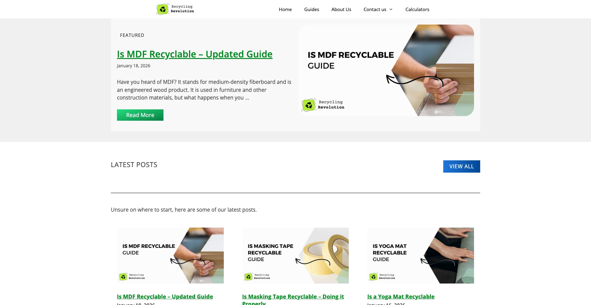 Recycling Revolution content programmatic SEO template - 21 monthly traffic