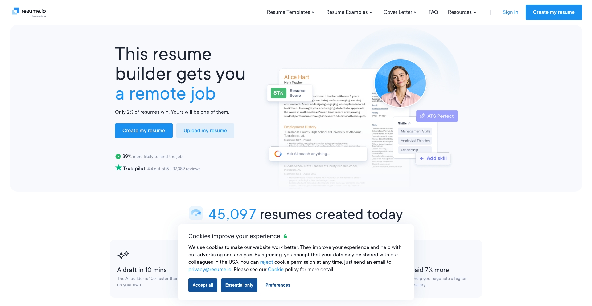 Resume ai-generated programmatic SEO template - 10K+ monthly traffic