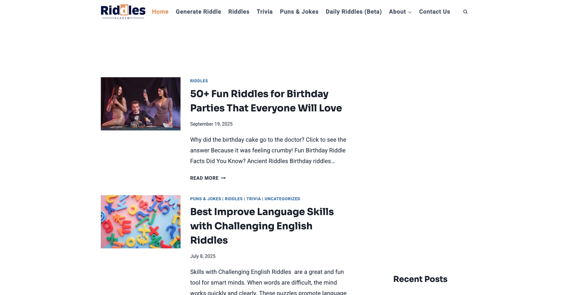 Riddles Academy category-taxonomy programmatic SEO template - 1.4K monthly traffic