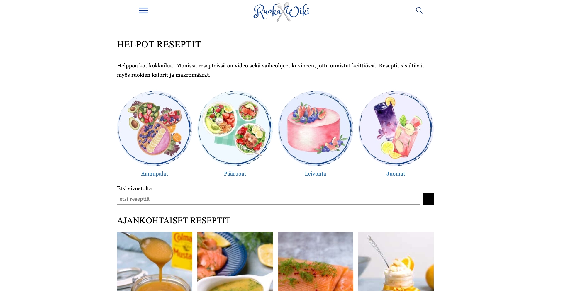 Helpot reseptit recipe programmatic SEO template - 11735 monthly traffic