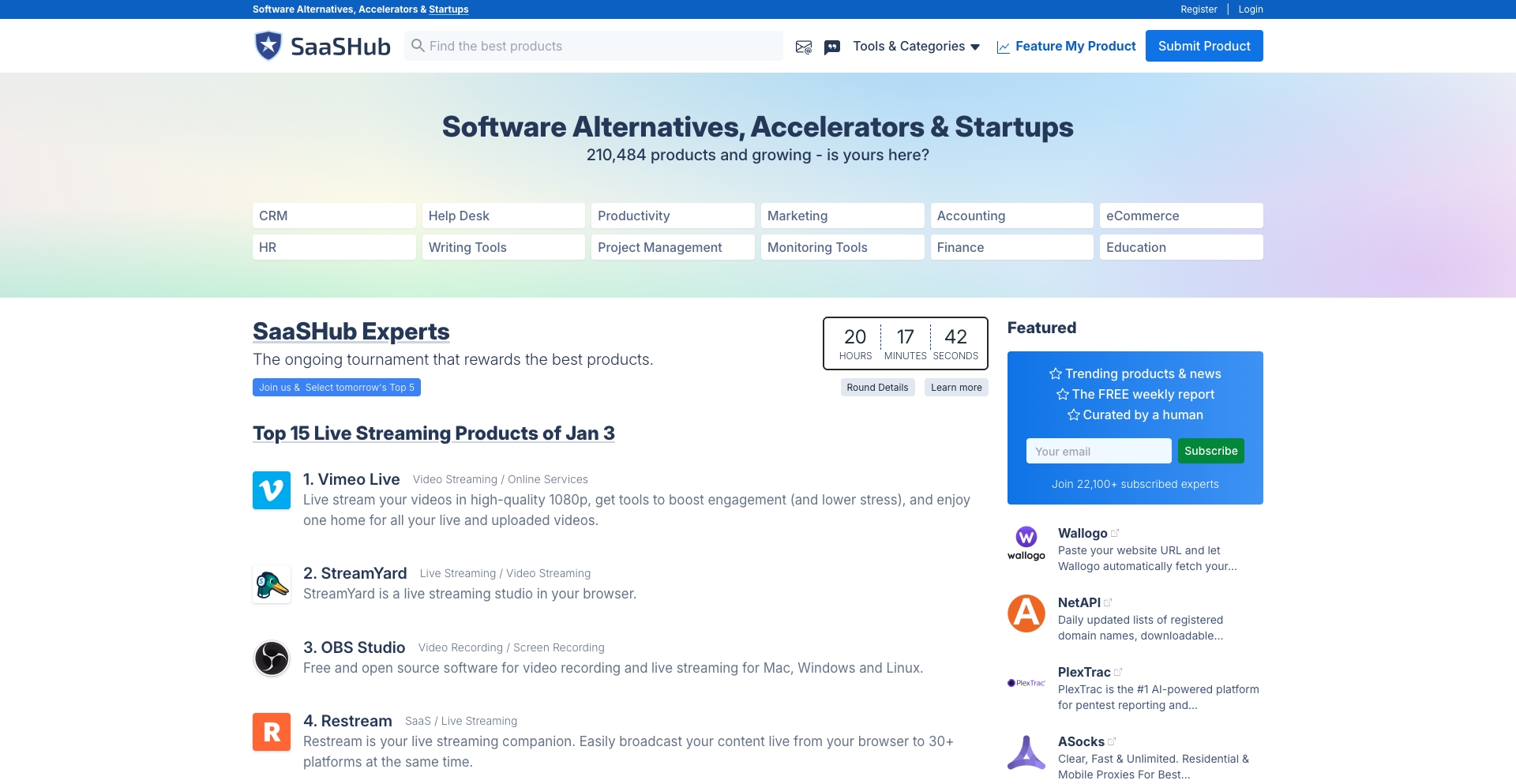 saashub product-alternatives programmatic SEO template - 856K+ monthly traffic