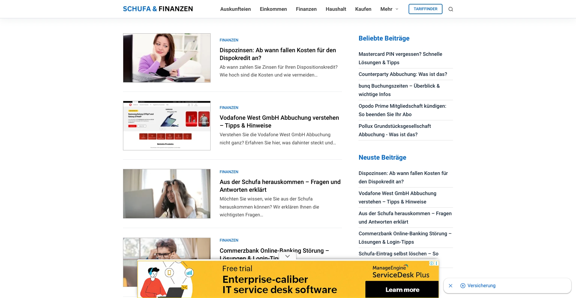 Schufa und Finanzen entity-database programmatic SEO template - 2176 monthly traffic