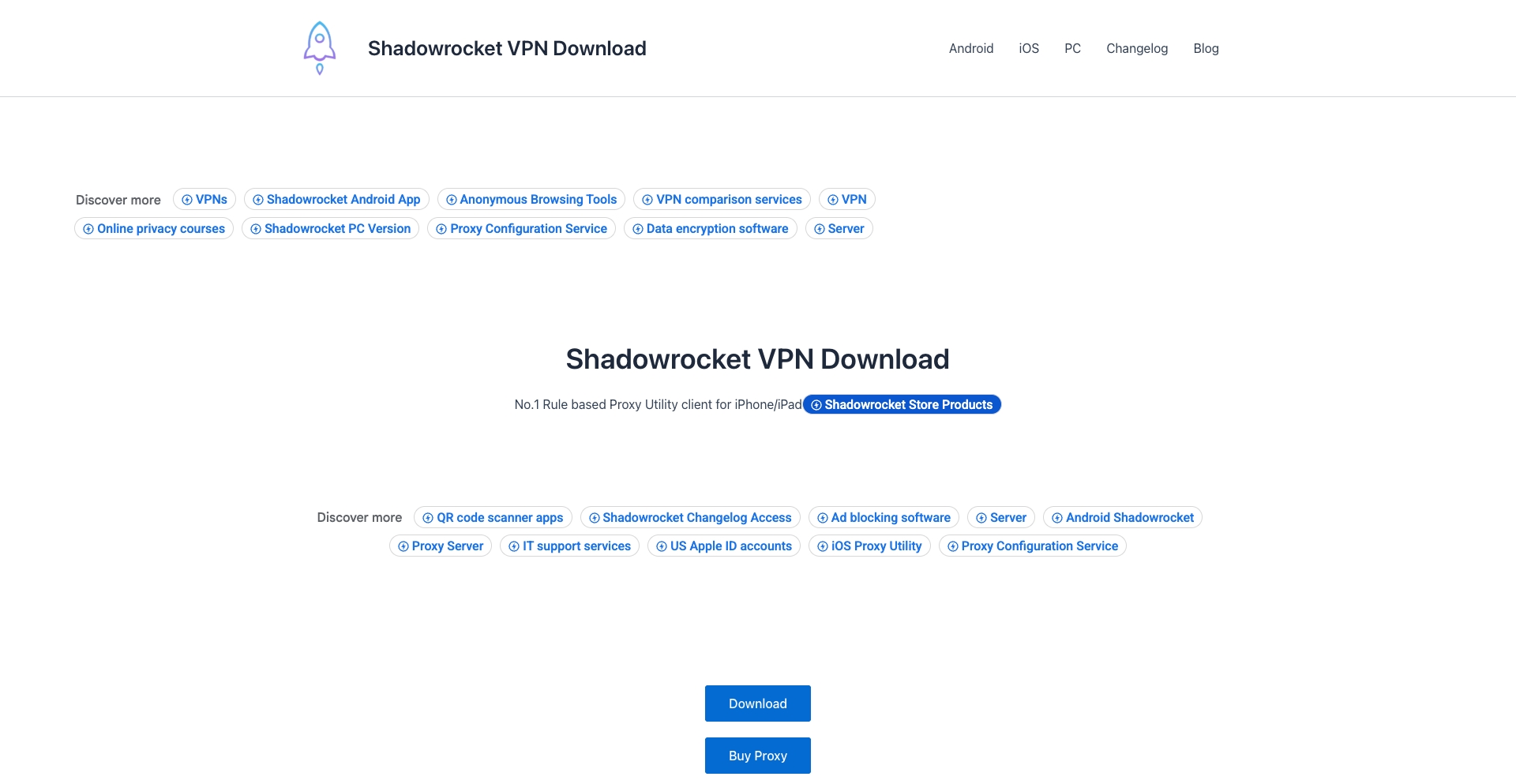 Shadowrocket VPN Download template programmatic SEO template - 1883 monthly traffic
