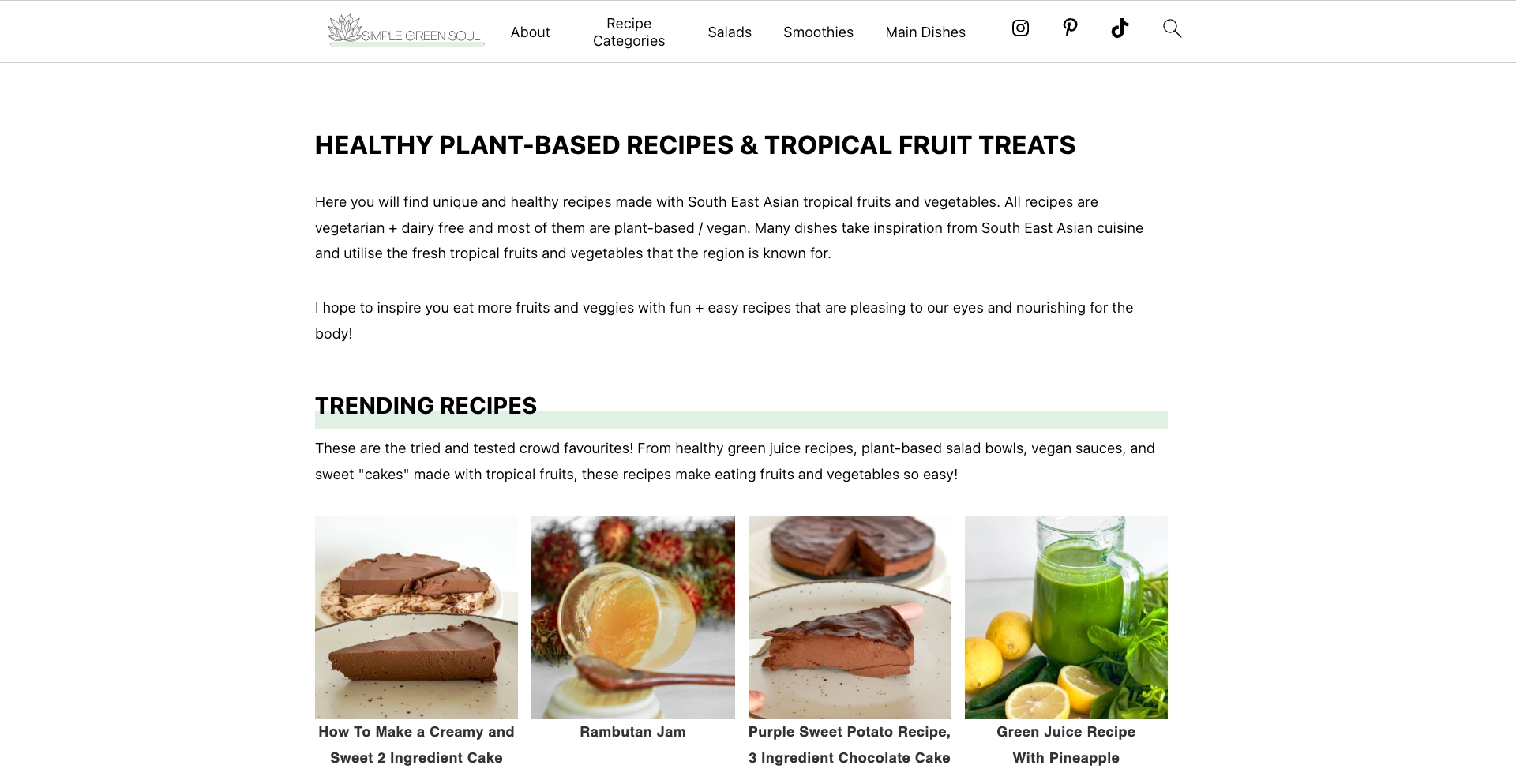 Healthy Plant-Based Recipes & Tropical Fruit Treats recipe programmatic SEO template - 6423 monthly traffic