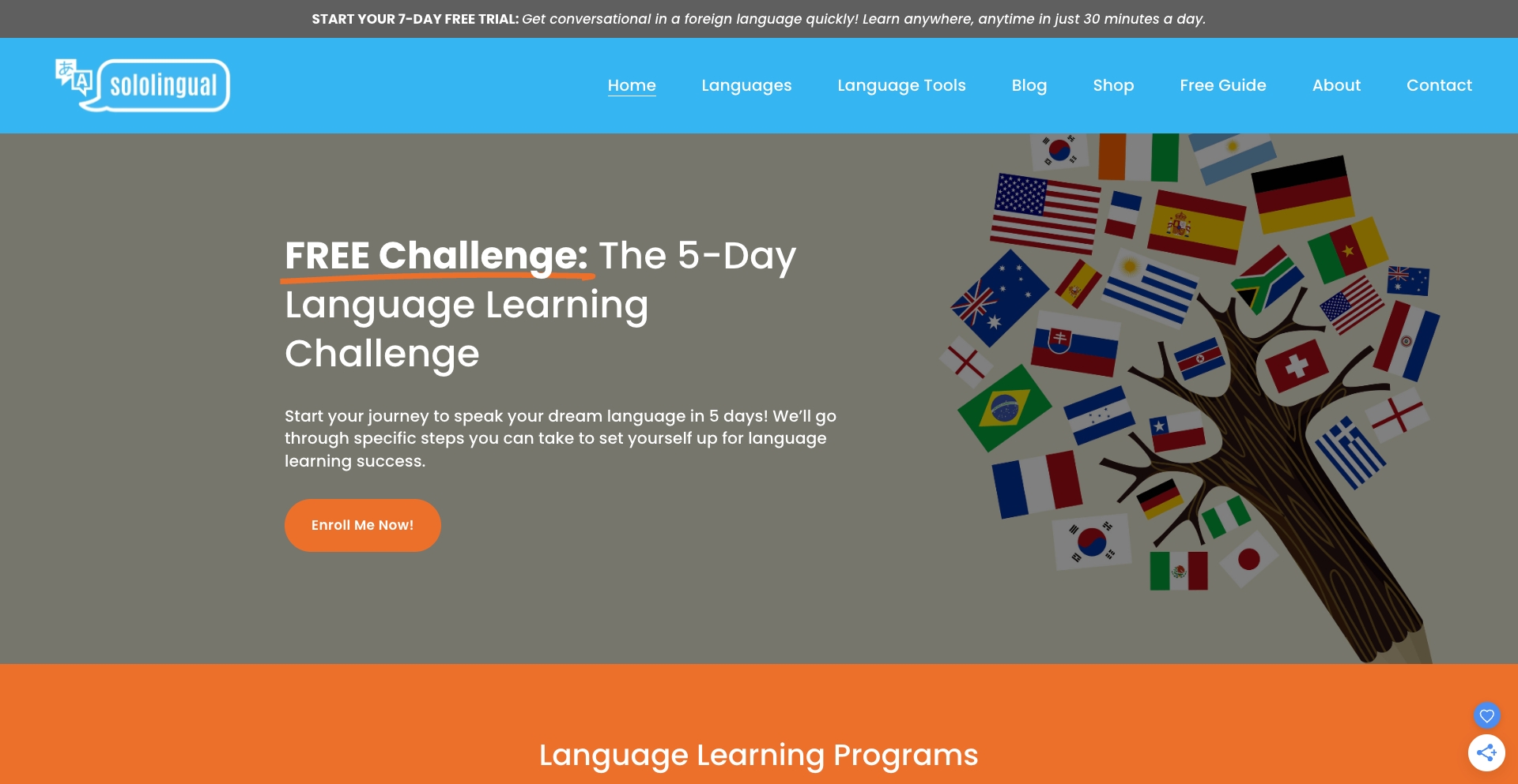 Sololingual | Become Fluent In Any Foreign Language template programmatic SEO template - 3114 monthly traffic