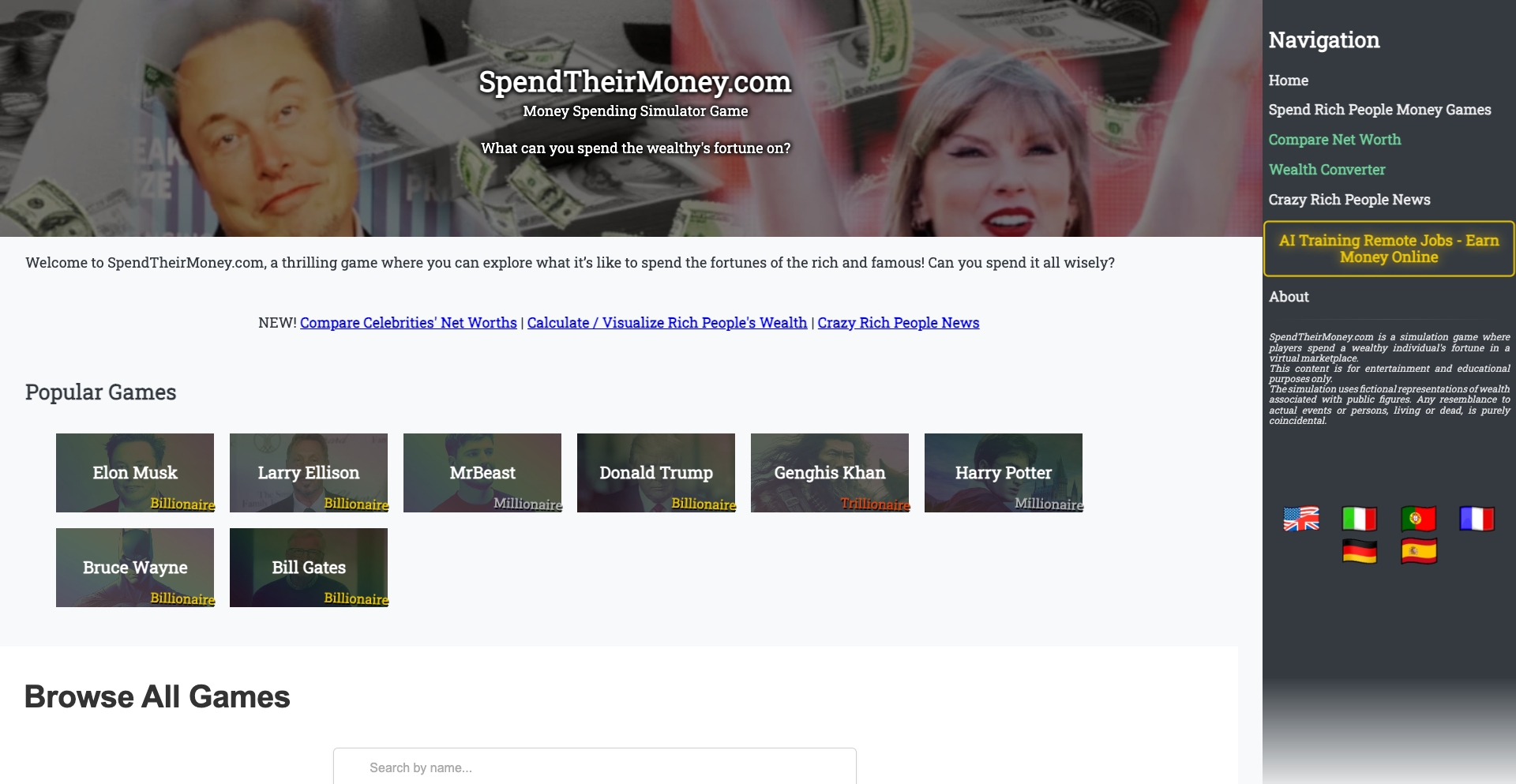 Spend Their Money entity-database programmatic SEO template - 172 monthly traffic