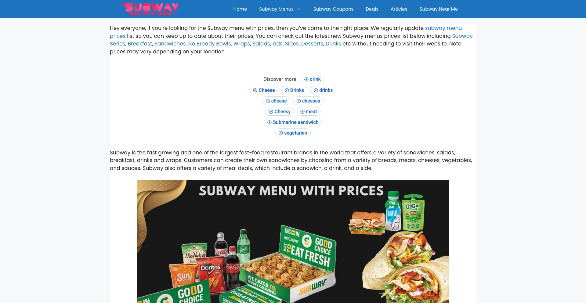 Subway Menu With Prices menu-database programmatic SEO template - 0 monthly traffic