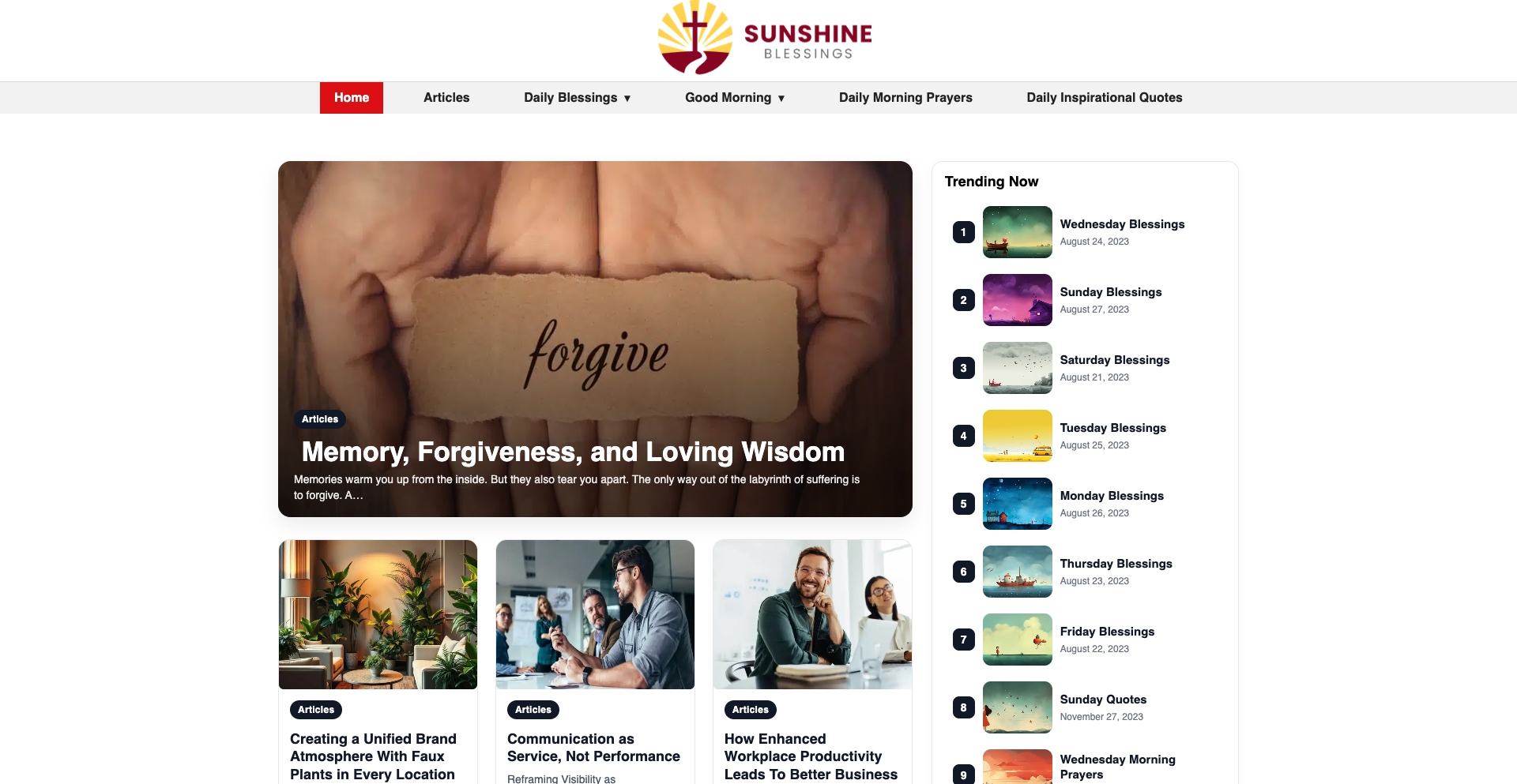 Sunshine Blessings | Boost Your Day With Positive Practices template programmatic SEO template - 6656 monthly traffic