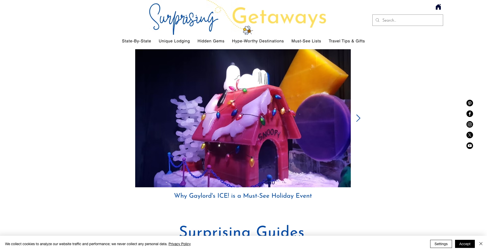 Surprising Getaways location-template programmatic SEO template - 195 monthly traffic