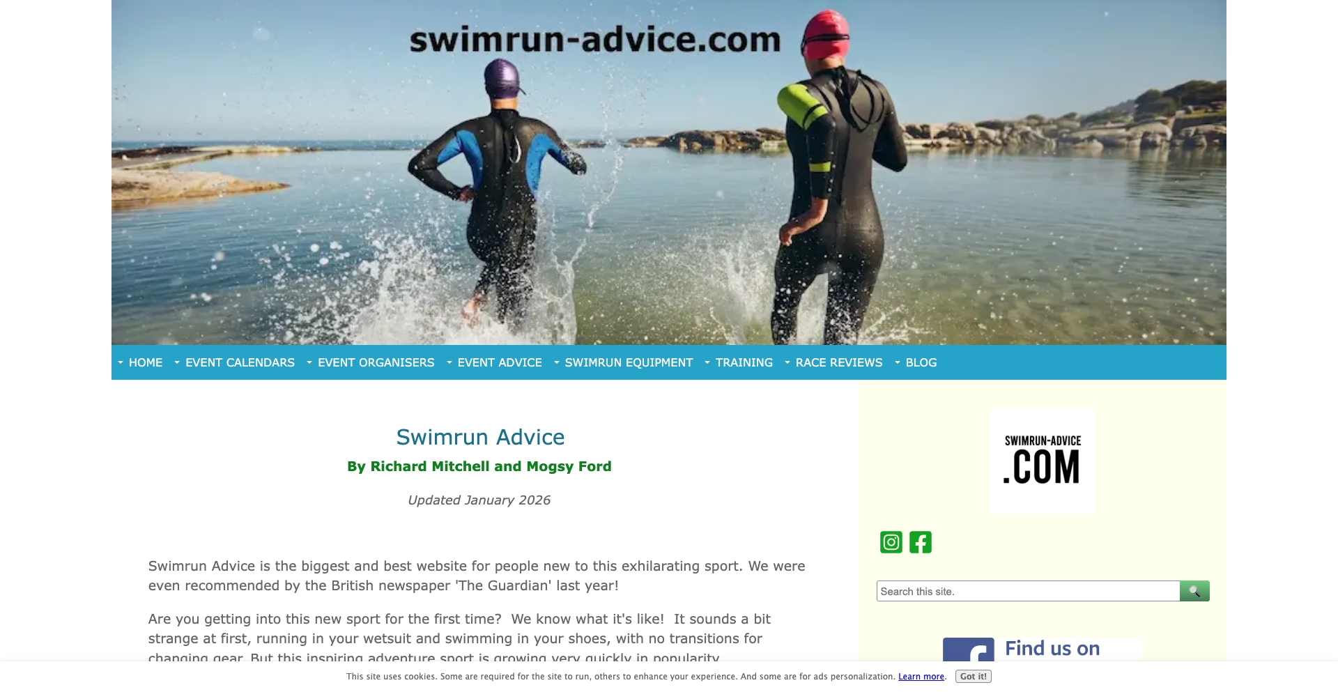 Swimrun Advice location-database programmatic SEO template - 278 monthly traffic