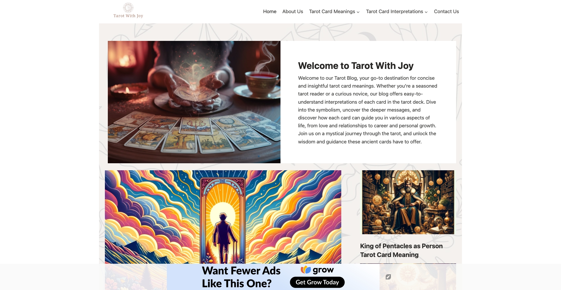 Tarot With Joy card-matrix programmatic SEO template - 348 monthly traffic