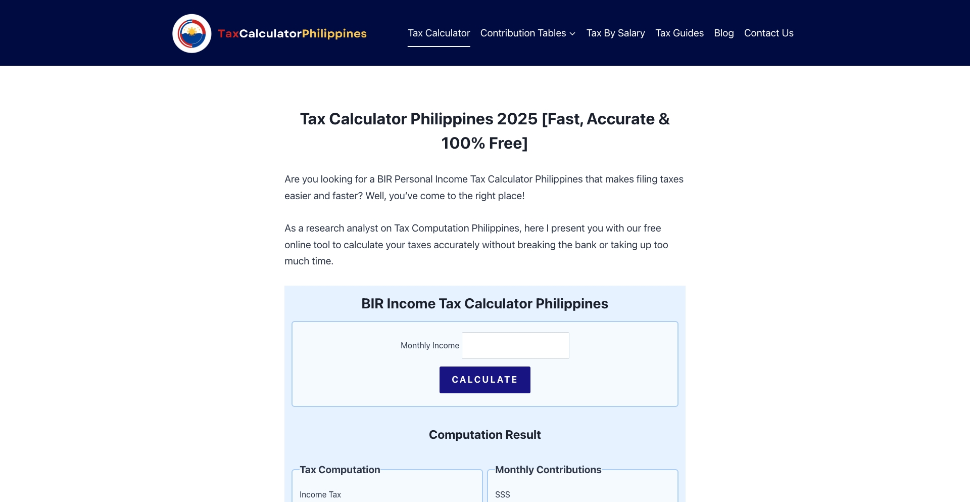 taxcalculatorphilippines.online calculator-tool programmatic SEO template - 10K+ monthly traffic