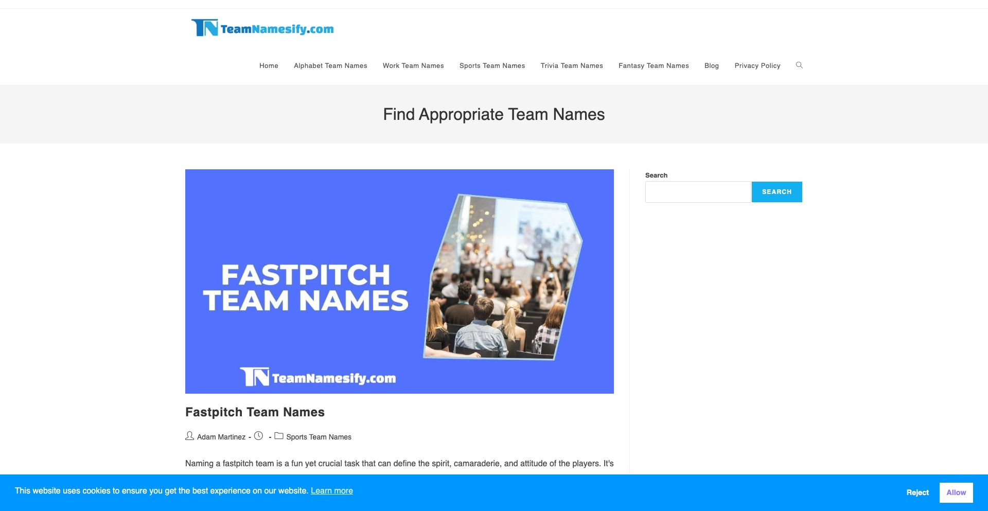 TeamNamesify entity-database programmatic SEO template - 110 monthly traffic