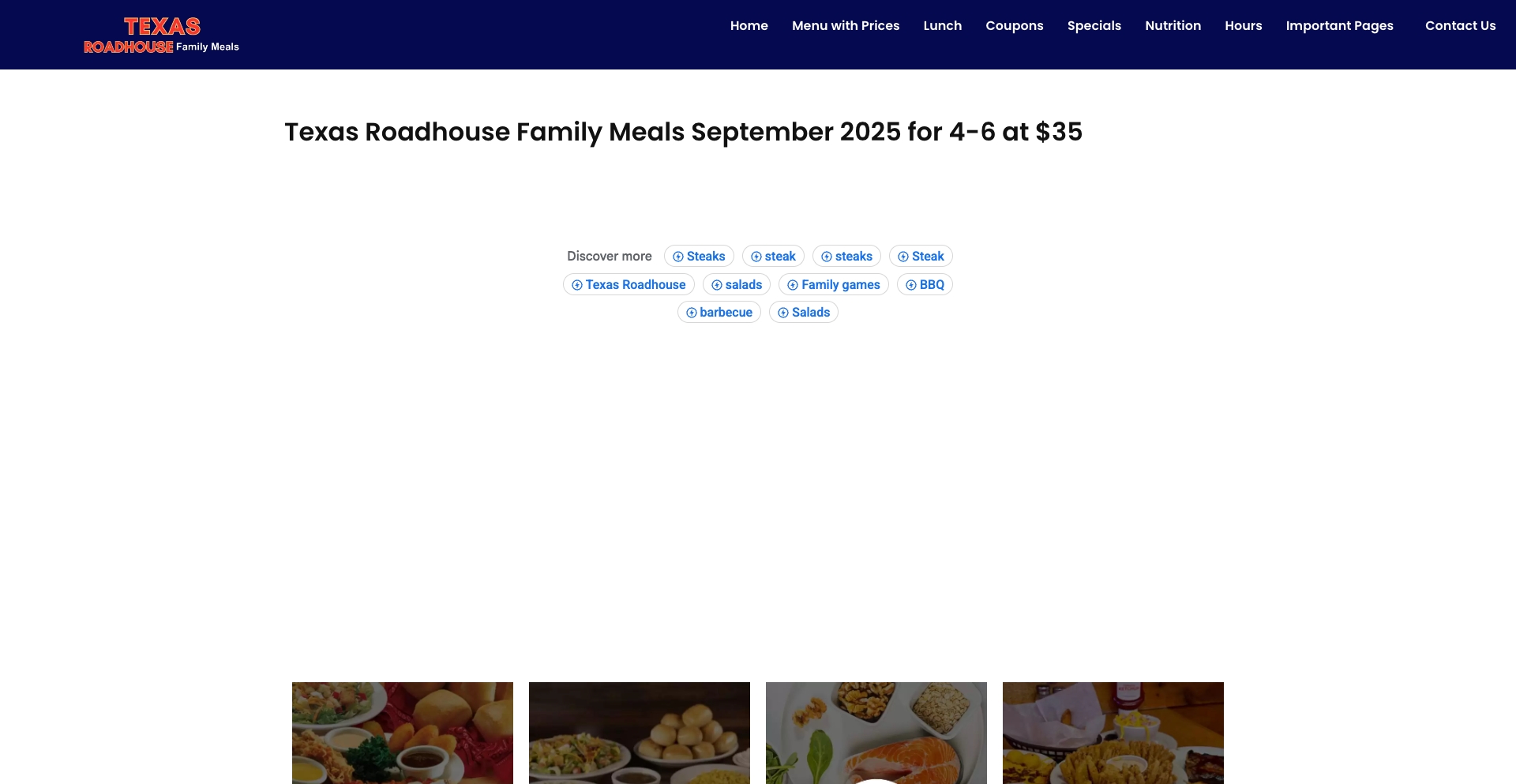 Texas Roadhouse Family Meals entity-database programmatic SEO template - 320 monthly traffic