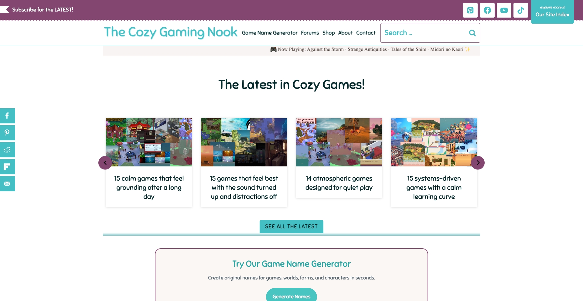 thecozygamingnook.com location-data programmatic SEO template - 10K+ monthly traffic