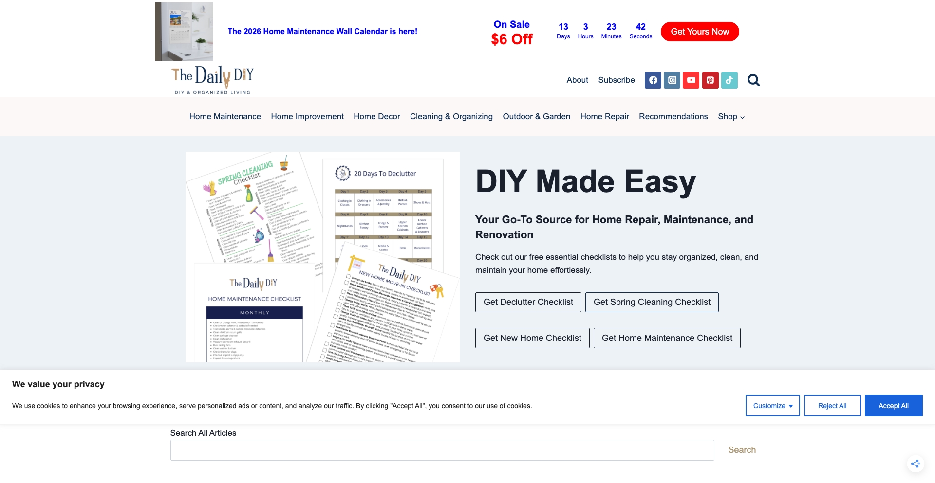 The Daily DIY: Your Ultimate Guide to Easy Home Improvement entity-database programmatic SEO template - 174 monthly traffic