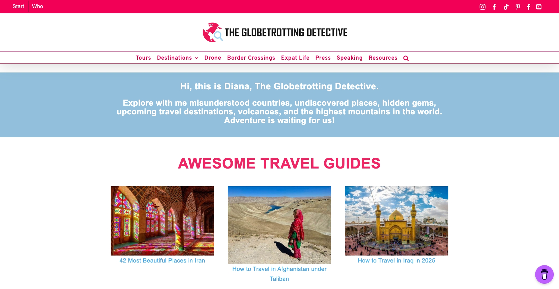 The Globetrotting Detective's Adventure Travel Blog location-data programmatic SEO template - 9023 monthly traffic