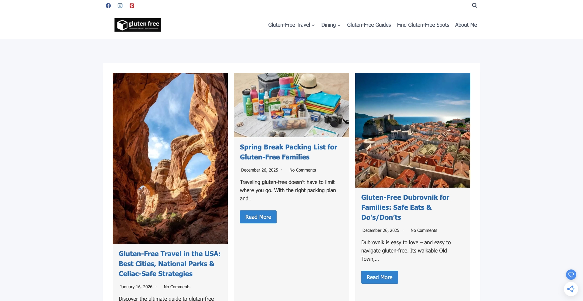 Theglutenfreetravelbliss content programmatic SEO template - 250 monthly traffic