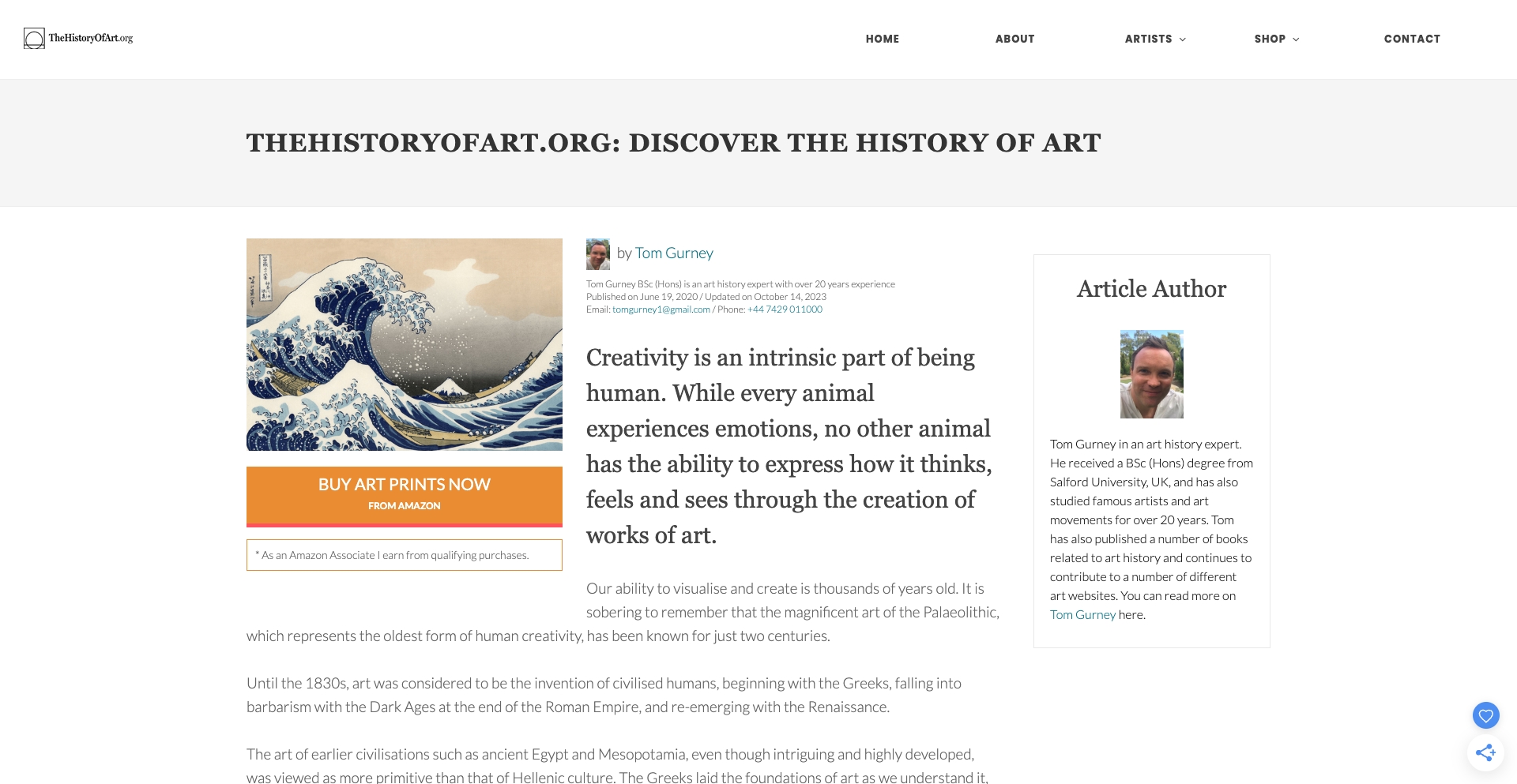 Thehistoryofart content programmatic SEO template - 7K monthly traffic