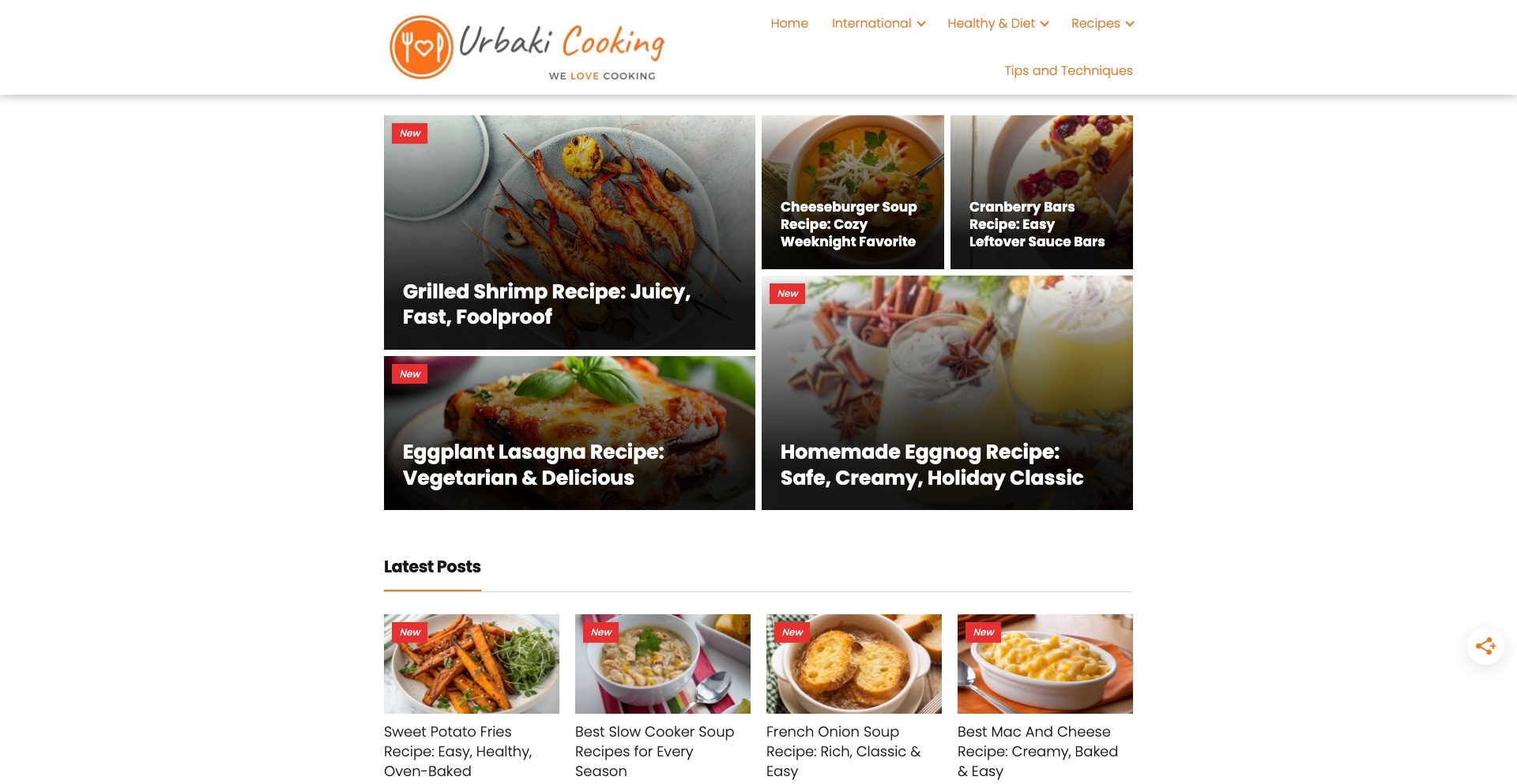 Urbaki Cooking recipe-taxonomy programmatic SEO template - 0 monthly traffic
