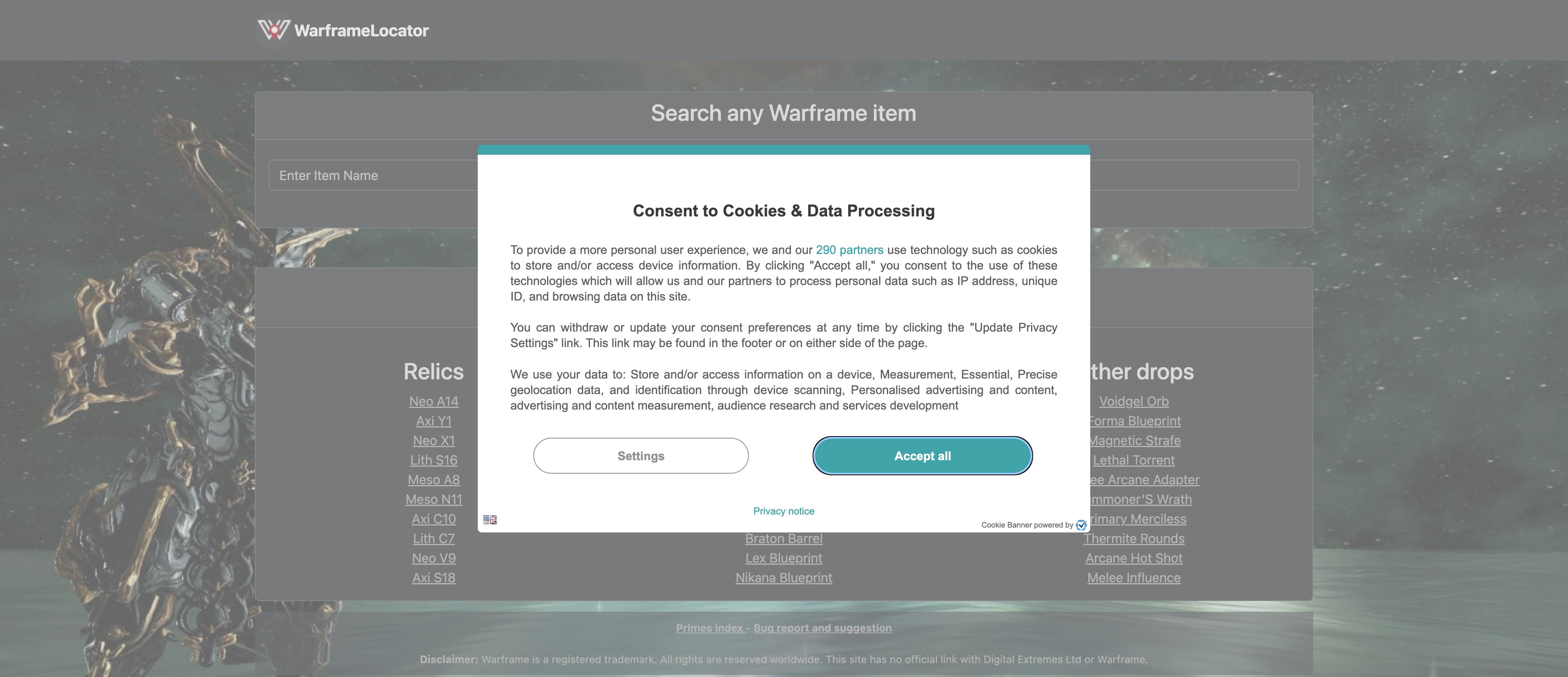 Warframelocator content programmatic SEO template - 33 monthly traffic