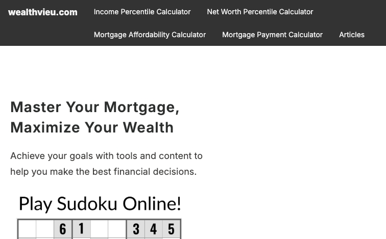Wealthvieu content programmatic SEO template - 168 monthly traffic