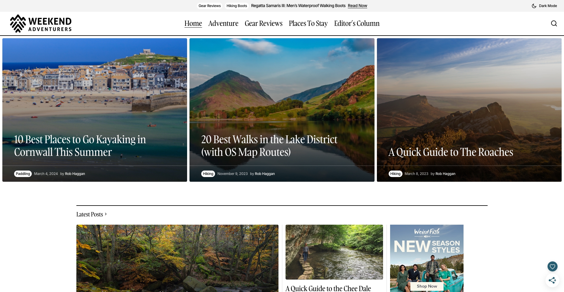 Weekend Adventurers: UK Outdoor Blog location-data programmatic SEO template - 1133 monthly traffic