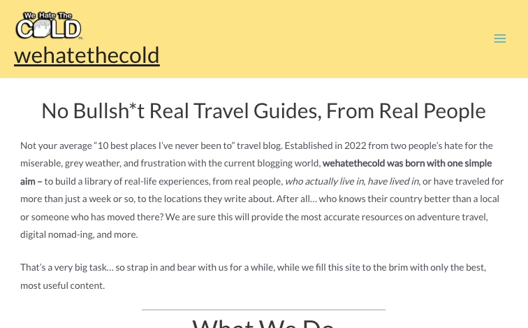 Wehatethecold content programmatic SEO template - 583 monthly traffic