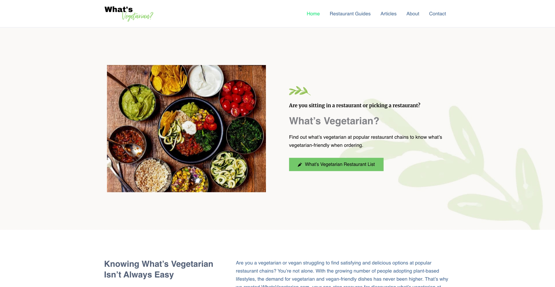 Whats Vegetarian restaurant-entity programmatic SEO template - 404 monthly traffic