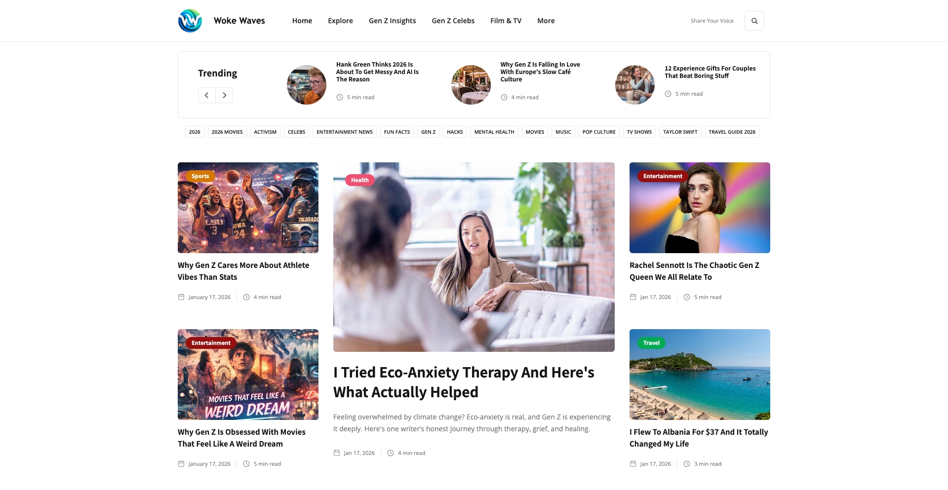 Woke Waves category-taxonomy programmatic SEO template - 1.2K monthly traffic