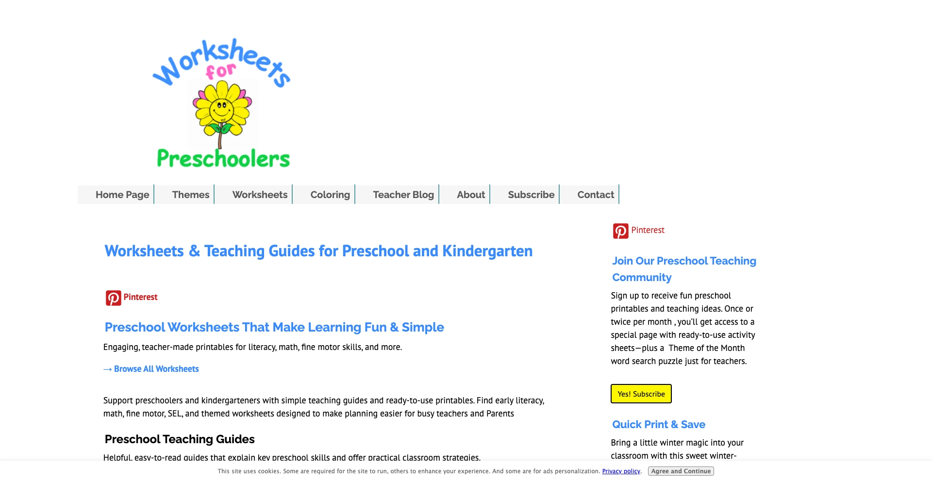 Worksheets for Preschoolers | Teaching Guides & Printables content programmatic SEO template - 1 monthly traffic