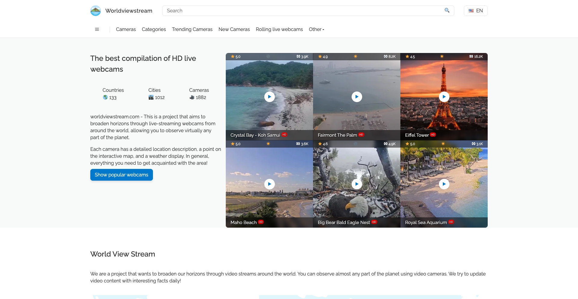 Live webcams, travel stories, vacation ideas! location-data programmatic SEO template - 6063 monthly traffic