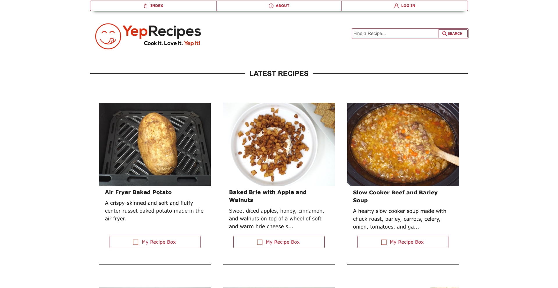 Yep Recipes category-taxonomy programmatic SEO template - 529 monthly traffic