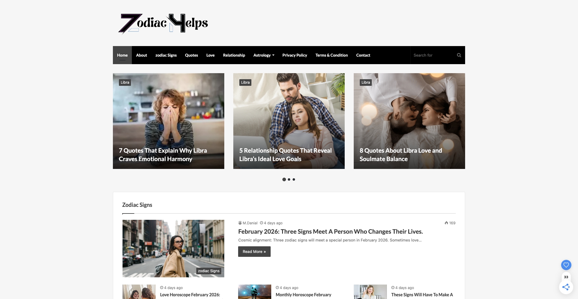 Zodiac Helps zodiac-template programmatic SEO template - 0 monthly traffic