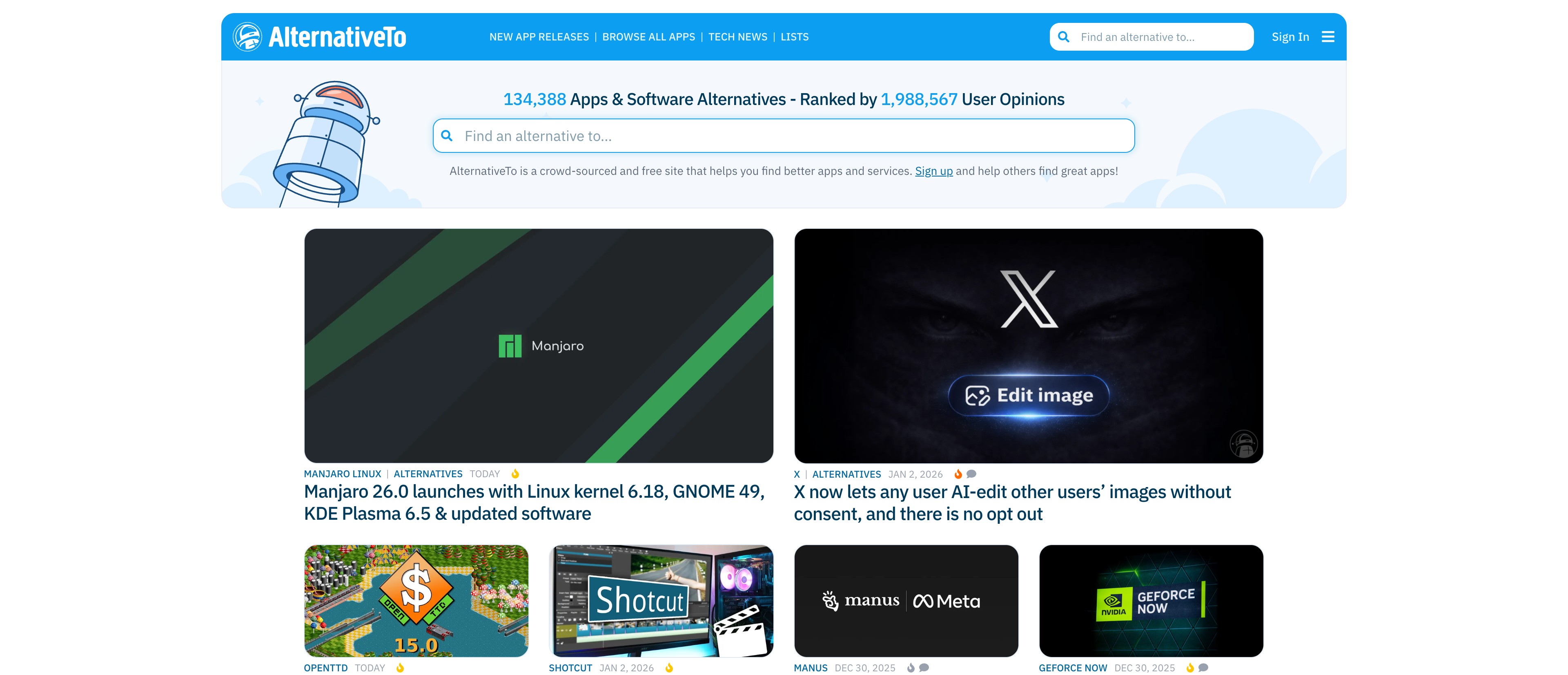 alternativeto product-comparison programmatic SEO template - 15M+ monthly traffic