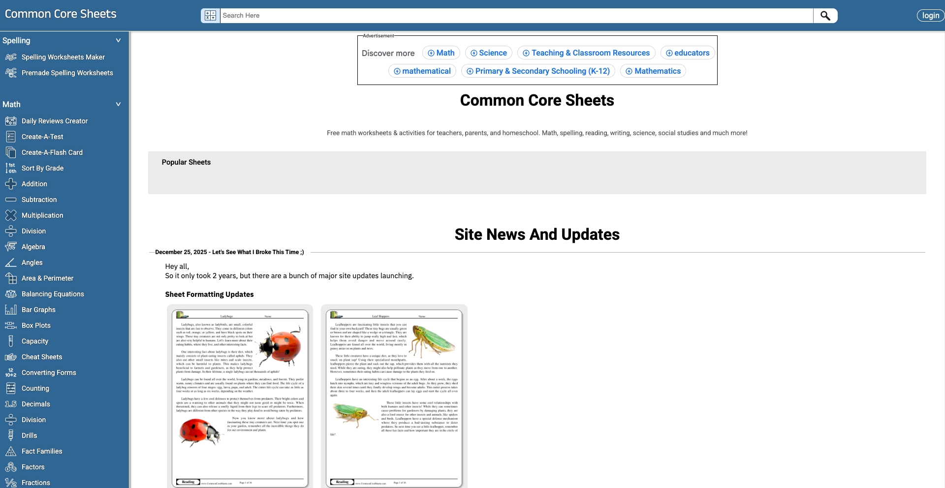 Commoncoresheets ai-generated programmatic SEO template - 10K+ monthly traffic