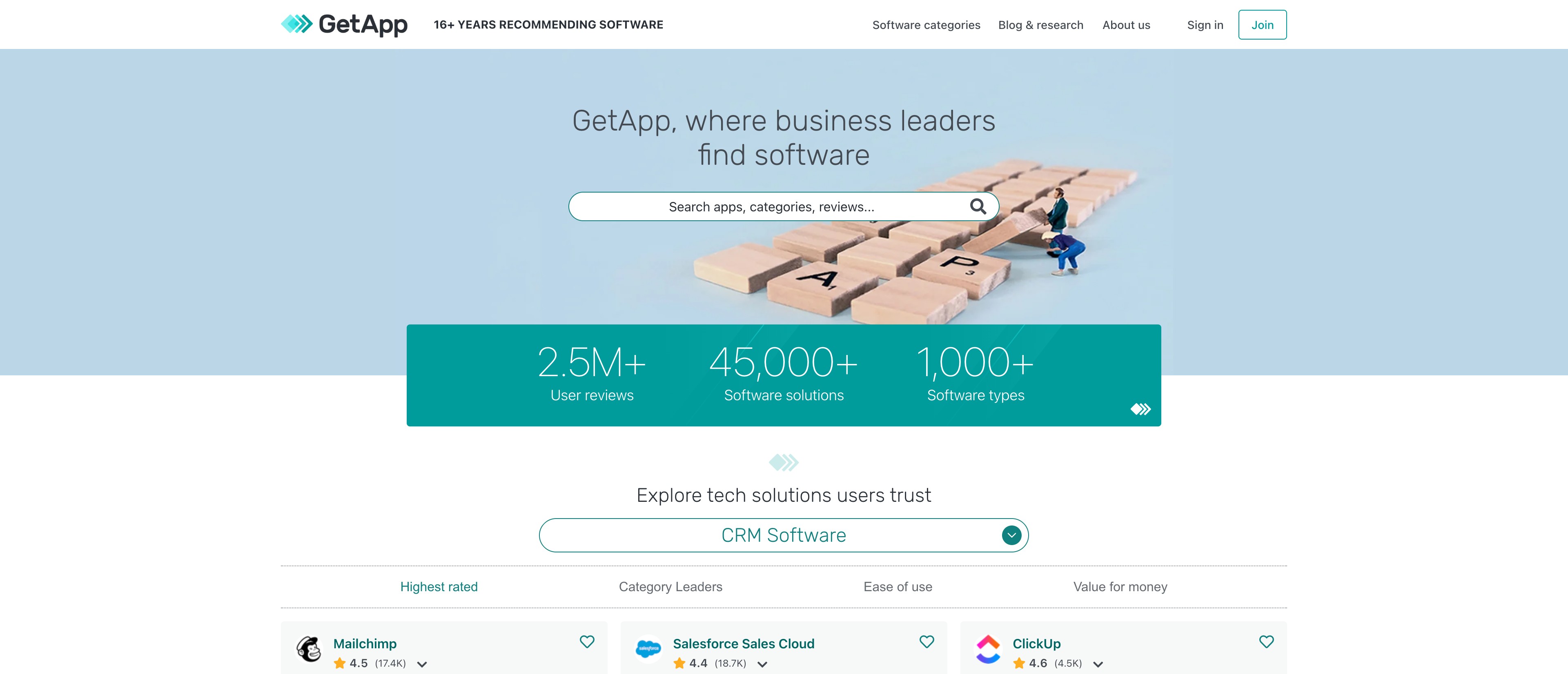 GetApp product-comparison programmatic SEO template - 1.5M monthly traffic